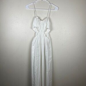 Abercrombie Fitch White Smocked Cutout Maxi Dress Size S